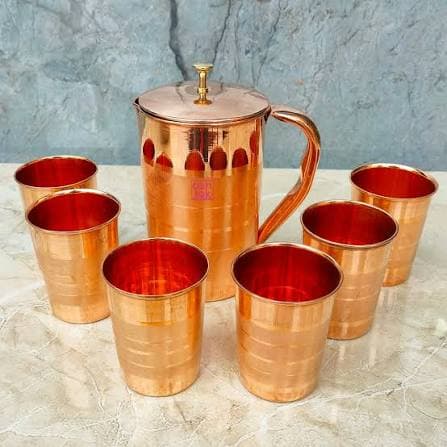 Copper Drinkware Jug & Glass Set